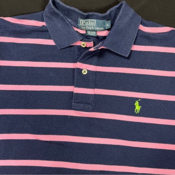 Polo Ralph Lauren pink navy blue polo size L - Picture 3 of 6